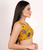 Peacock Heritage Hand-Embroidered Silk Crop Blouse