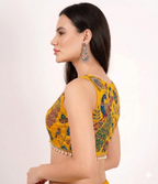Peacock Heritage Hand-Embroidered Silk Crop Blouse