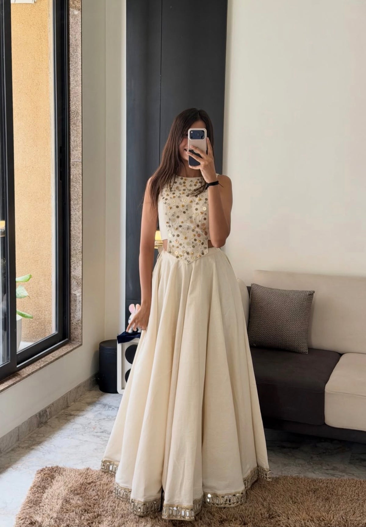 Pristine Ivory Embellished Lehenga Choli Set