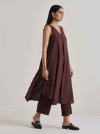 Chocolate Brown Flared Tunic Co-ord Set - DevishaFashion