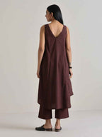 Chocolate Brown Flared Tunic Co-ord Set - DevishaFashion