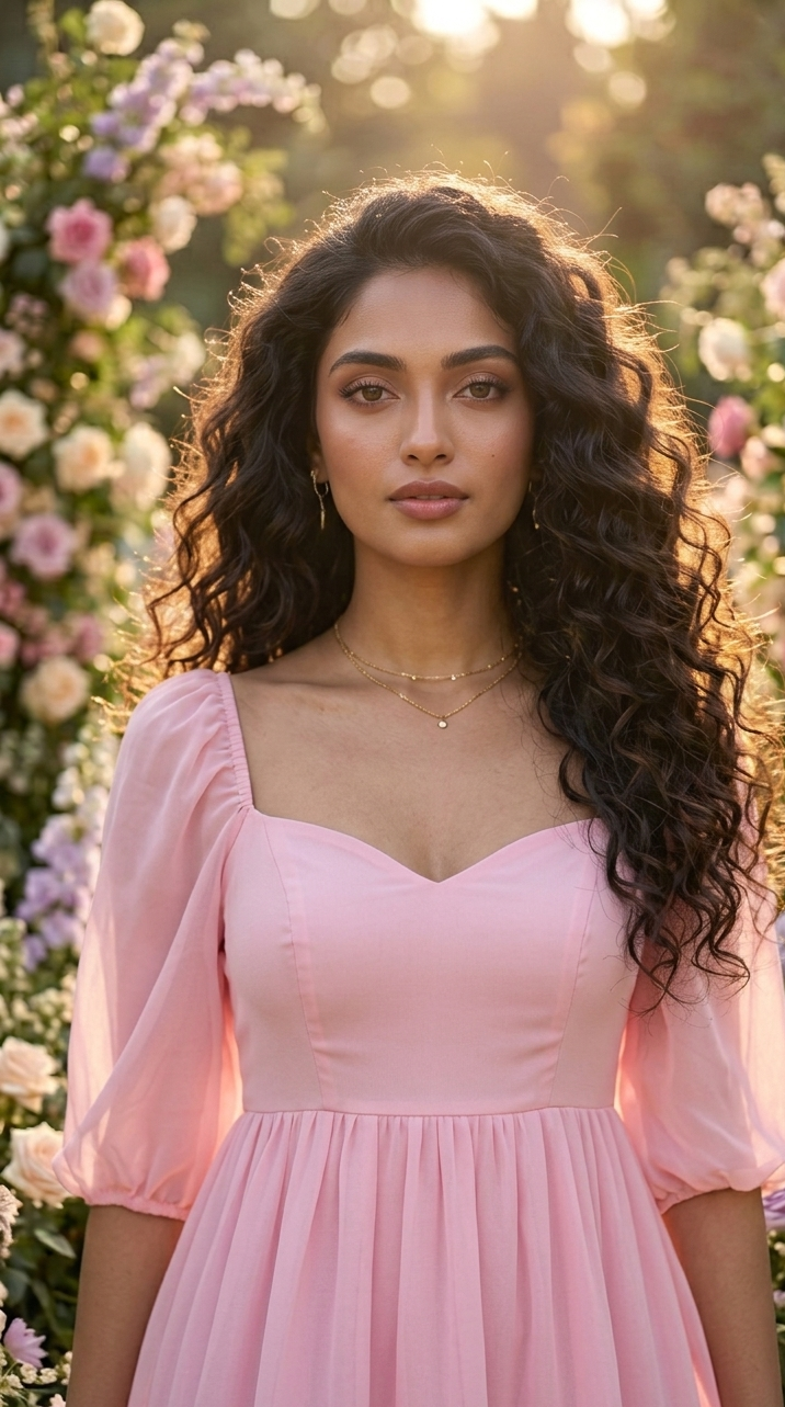 Blush Pink Chiffon Babydoll Dress