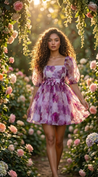 Lavender Bloom Organza Mini Dress