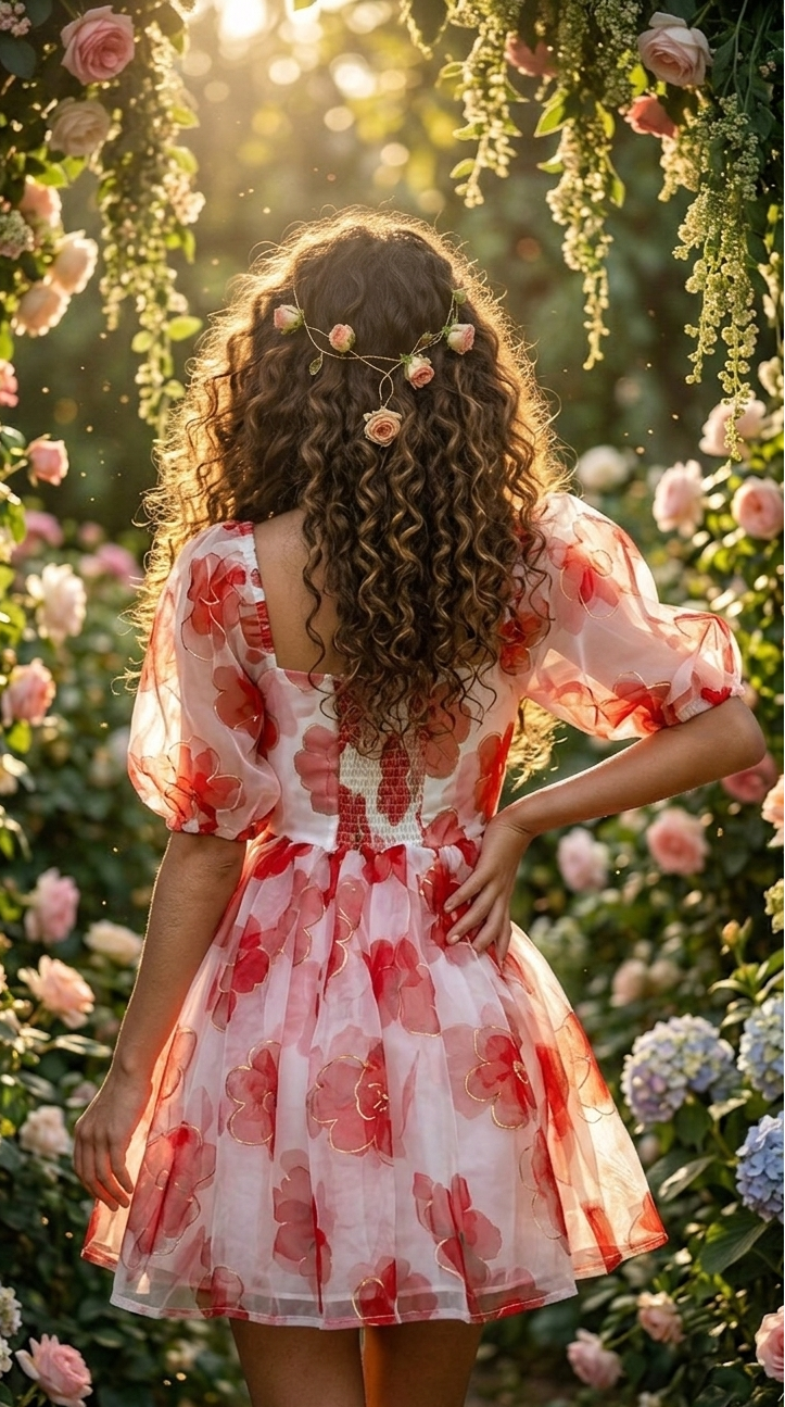 Blush Bloom Floral Organza Mini Dress