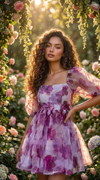 Lavender Bloom Organza Mini Dress