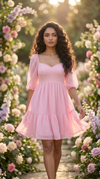 Blush Pink Chiffon Babydoll Dress