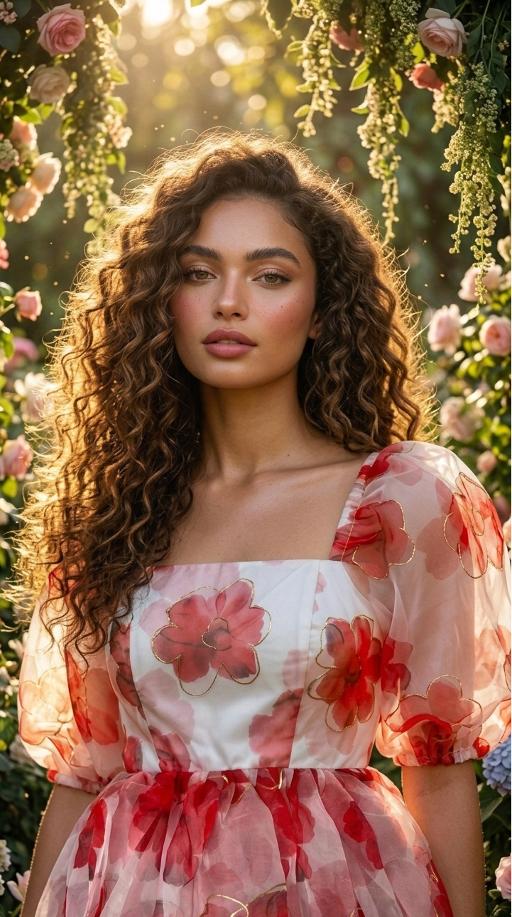Blush Bloom Floral Organza Mini Dress