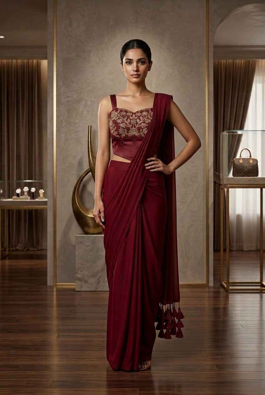 corset ready to wear saree