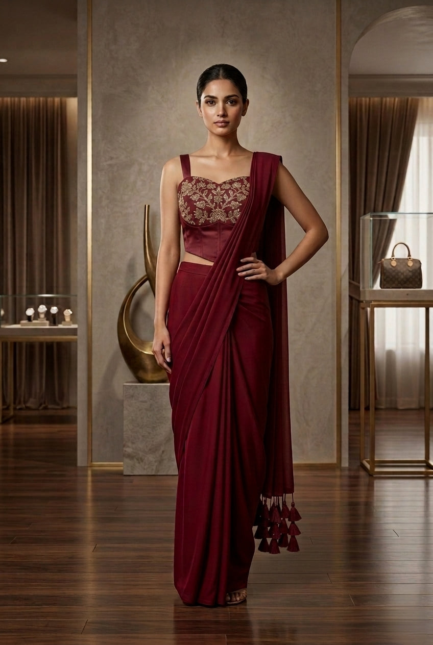 corset ready to wear saree