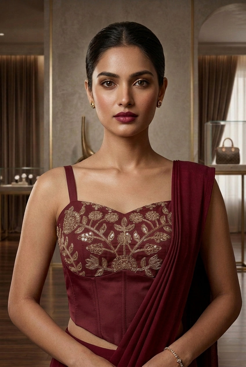 corset ready to wear saree
