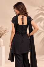 Elegant Black Embroidered Kurta Palazzo Set