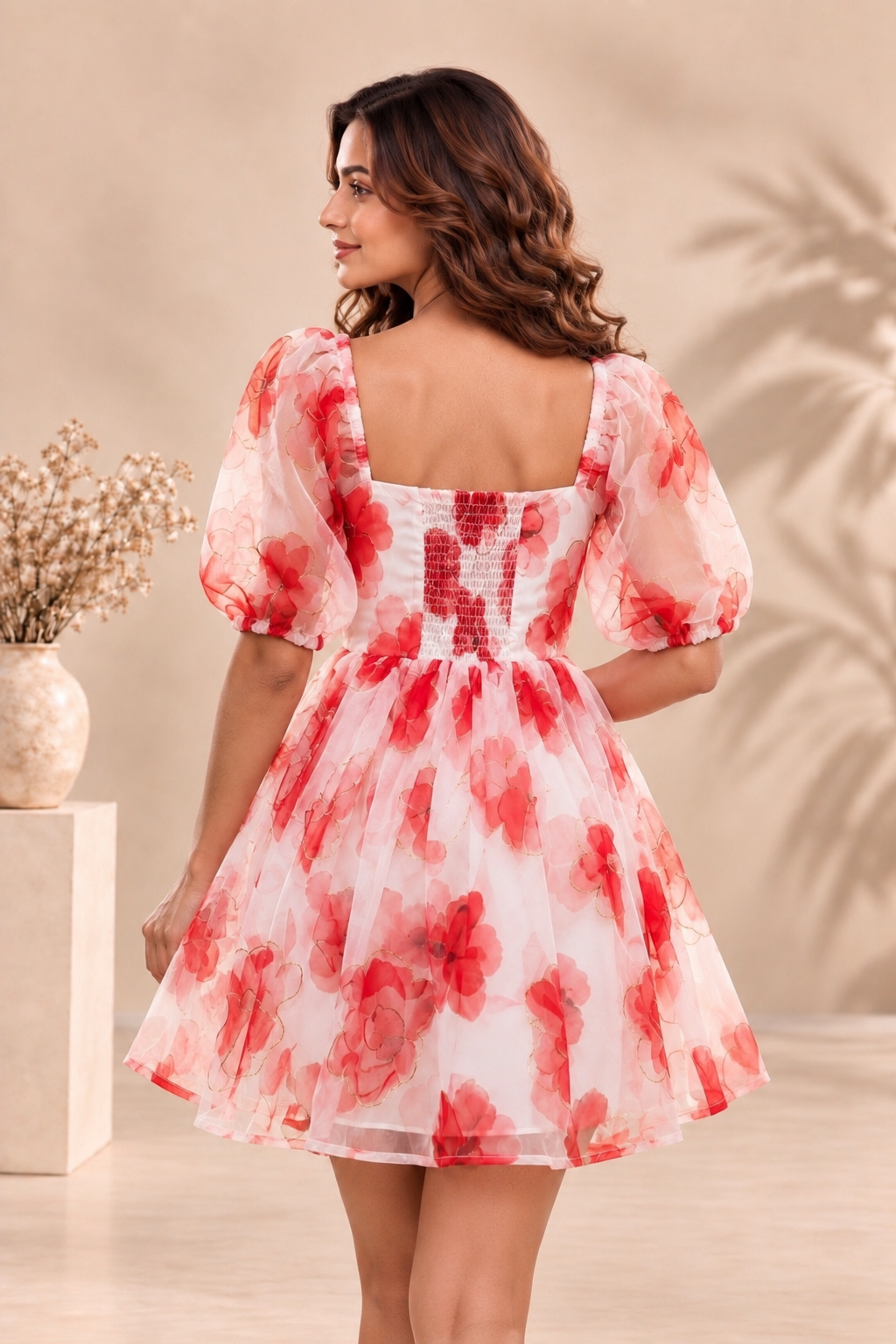 Blush Bloom Floral Organza Mini Dress