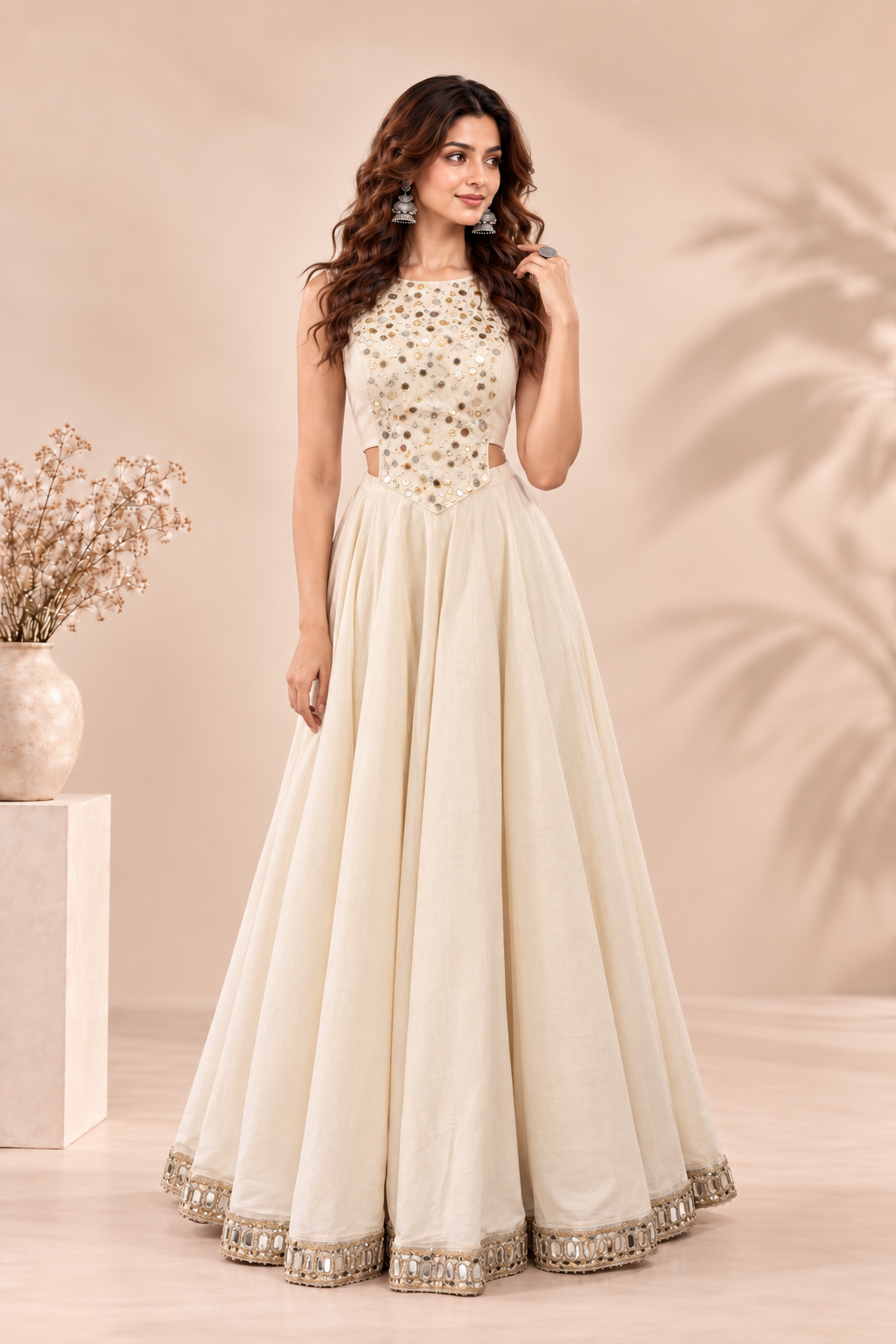 Pristine Ivory Embellished Lehenga Choli Set