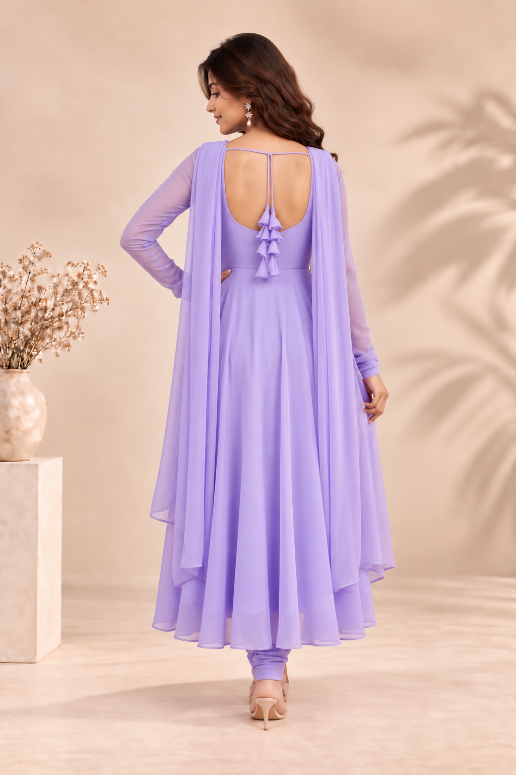 Elegant Lavender Anarkali Suit with Flowing Dupatta