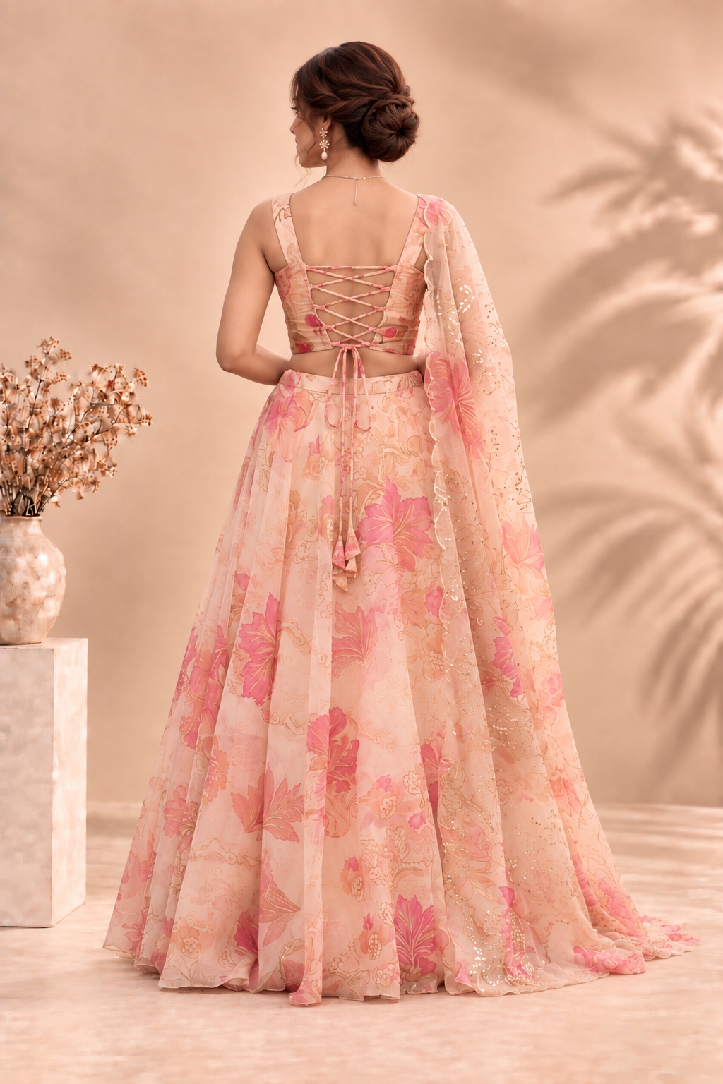 Designer Pure Organza Digital Print Lehenga Choli Set with Embroidered Corset Blouse