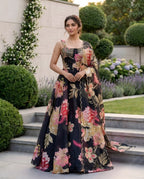 Designer Pure Organza Digital Print Lehenga Choli Set with Embroidered Corset Blouse