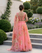 Designer Pure Organza Digital Print Lehenga Choli Set with Embroidered Corset Blouse