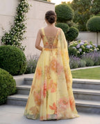 Designer Pure Organza Digital Print Lehenga Choli Set with Embroidered Corset Blouse