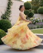 Designer Pure Organza Digital Print Lehenga Choli Set with Embroidered Corset Blouse