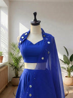 Royal Blue Navratri Lehenga Choli Set with Embellished Dupatta | Festive Garba & Dandiya Outfit