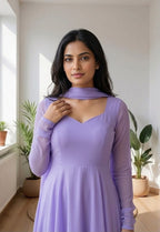 Elegant Lavender Anarkali Suit with Flowing Dupatta