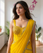 Sunshine Yellow Ready-to-Wear Saree with Embellished Blouse