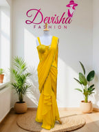 Sunshine Yellow Ready-to-Wear Saree with Embellished Blouse