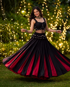 Black & Crimson Embellished Navratri Lehenga Choli | Garba & Dandiya Wear